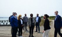 Sec Haaland meeting with CEQ Chair Mallory and others on the beach in Eureka, Calif.