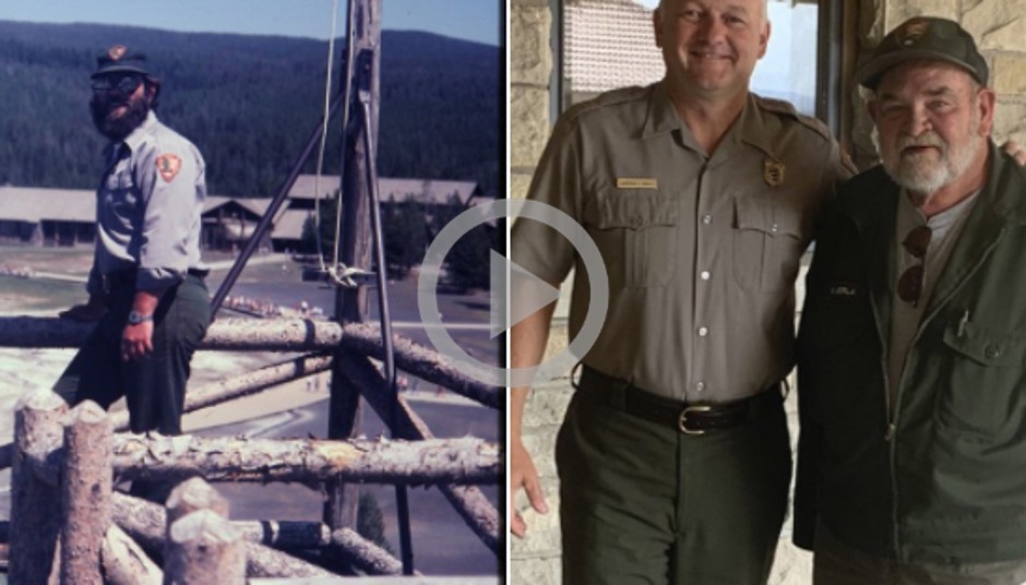 Photos of a National Park Service employee from the beginning of their career to the end as they retire