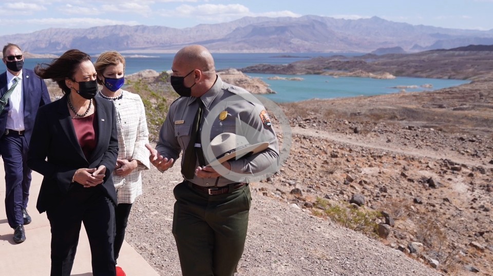 Secretary Haaland walks and talks with a park ranger