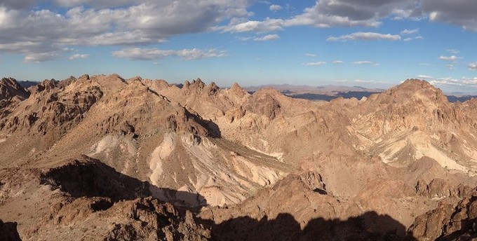 A dry mountain range panoramic.