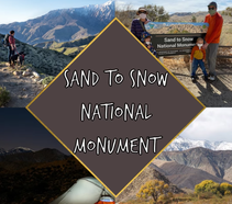 Four landscapes from Sand to Snow National Monument with graphic and text.