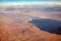 Aerial view of earth and Salton Sea.