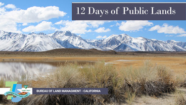 A snowy mountain with the text 12 Days of Public Lands.