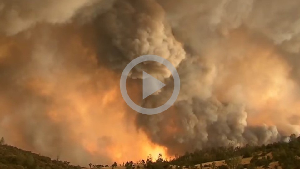 A large and smoky wildfire