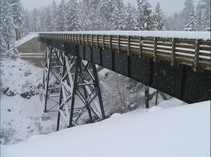 Bridge covered in snow.
