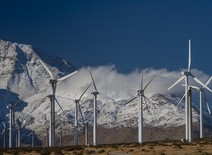 Wind turbines in the California desert. 