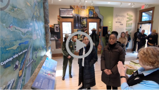 Secretary Haaland tours an exhibit at Cuyahoga Valley National Park