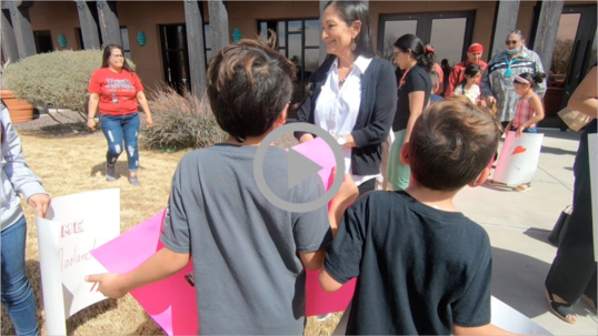 Secretary Haaland is greeted by school children in Texas 