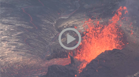 lava flows from an erupting volcano  