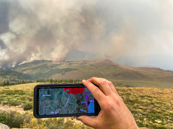 Location-based services used to track firefighting operations on the Tamarack Fire in 2021. Photo by Brad Schmidt, USDA.