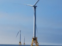 Offshore wind turbines.