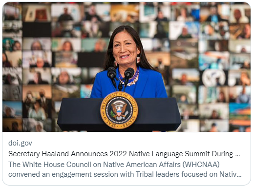 Screenshot of a Twitter link to a press release about the 2022 Native Language Summit