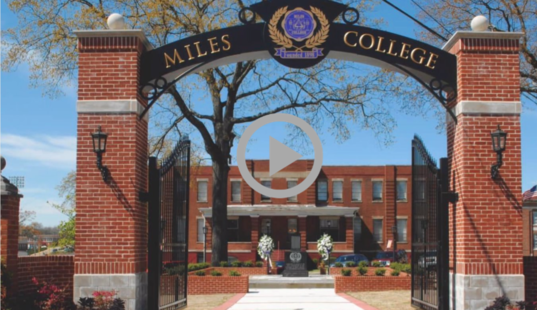 Entrance gate at Miles College, one of the nation's Historically Black Colleges and Universities