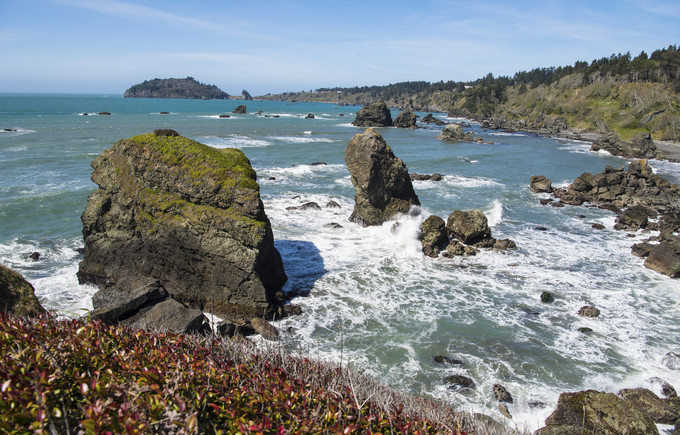 Large rocks along the coastal waters.