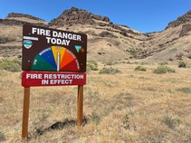 Fire Danger Today sign showing the current conditions as High.