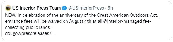 Image of a tweet that Secretary Haaland shared from the U.S. Interior Press Team