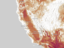 A heat map of California.