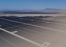 A solar farm in the desert.