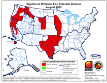 Significant wildland fire potential outlook August 2022
