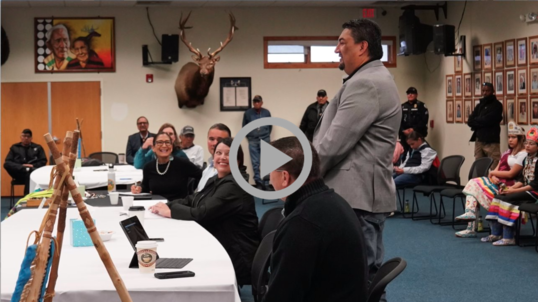 Secretary Haaland joins tribal leaders in a conference room