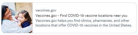 Photo of Vaccines.gov, text includes "Find COVID-19 vaccine locations near you"