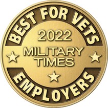 A gold coin that reads Best for Vets Employers 2022 Military Times