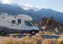 An RV parked at a camp site in the Alabama Hills