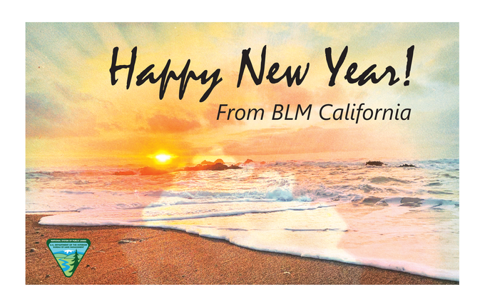 Happy New Year from BLM California with a beach scene.