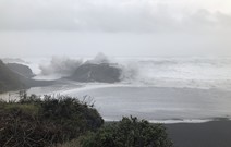 Waves clashing on the coast.