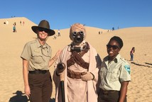 BLM and Star Wars characters in the desert