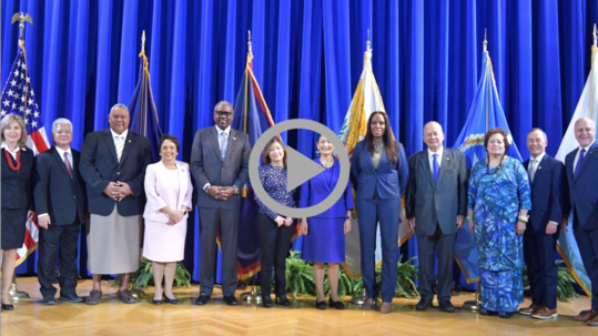Secretary Haaland and Assistant Secretary for Insular and International Affairs Cantor pose with Governors and Delegates of U.S. Territories