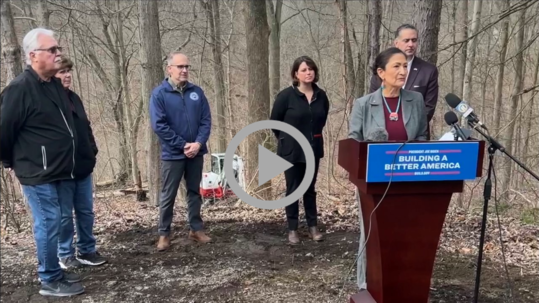 Secretary Haaland speaks at the site of an orphaned oil well in Pennsylvania