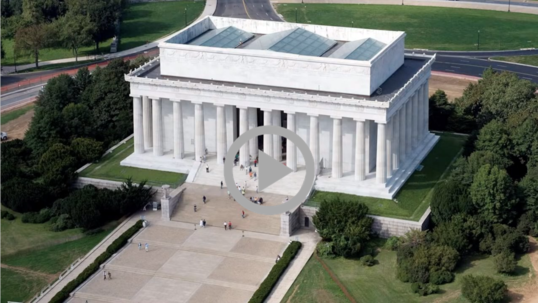 A view of the Lincoln Memorial from above.