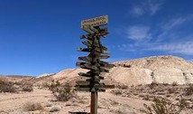 Wooden sign in the desert