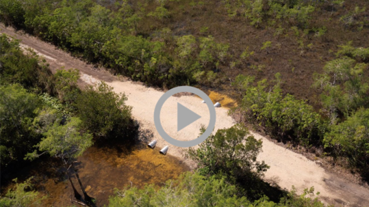 An aerial view of the Taylor Slough Flow Improvement Project in the Everglades.