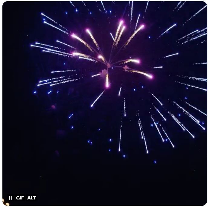 Blue and purple fireworks exploding in the night sky
