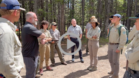 Deputy Secretary Beaudreau speaks with members of the Youth Conservation Corps at Yellowstone National Park. 