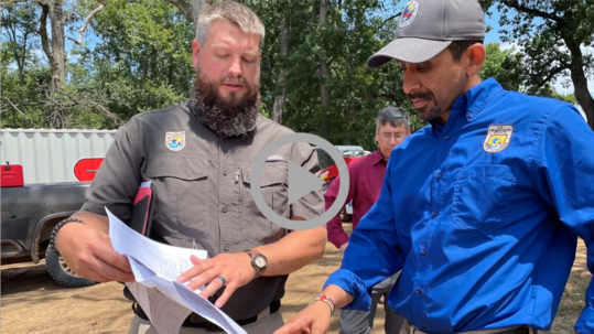 USFWS Deputy Director Siva Sundaresan speaks with a field worker at the Dale Bumpers White River National Wildlife Refuge in Arkansas. 