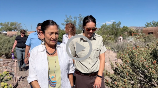 Secretary Haaland and U.S. Fish and Wildlife Service staff tour the Bosque del Apache National Wildlife Refuge in New Mexico.