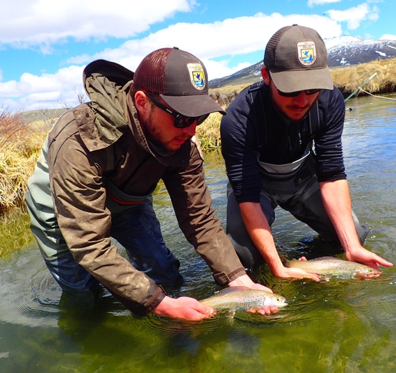 Biologists surveying arctic grayling on Red Rock Lakes National Wildlife Refuge in Montana by Jason Marsh/USFWS