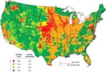 map of usa with different colors for nutrient levels