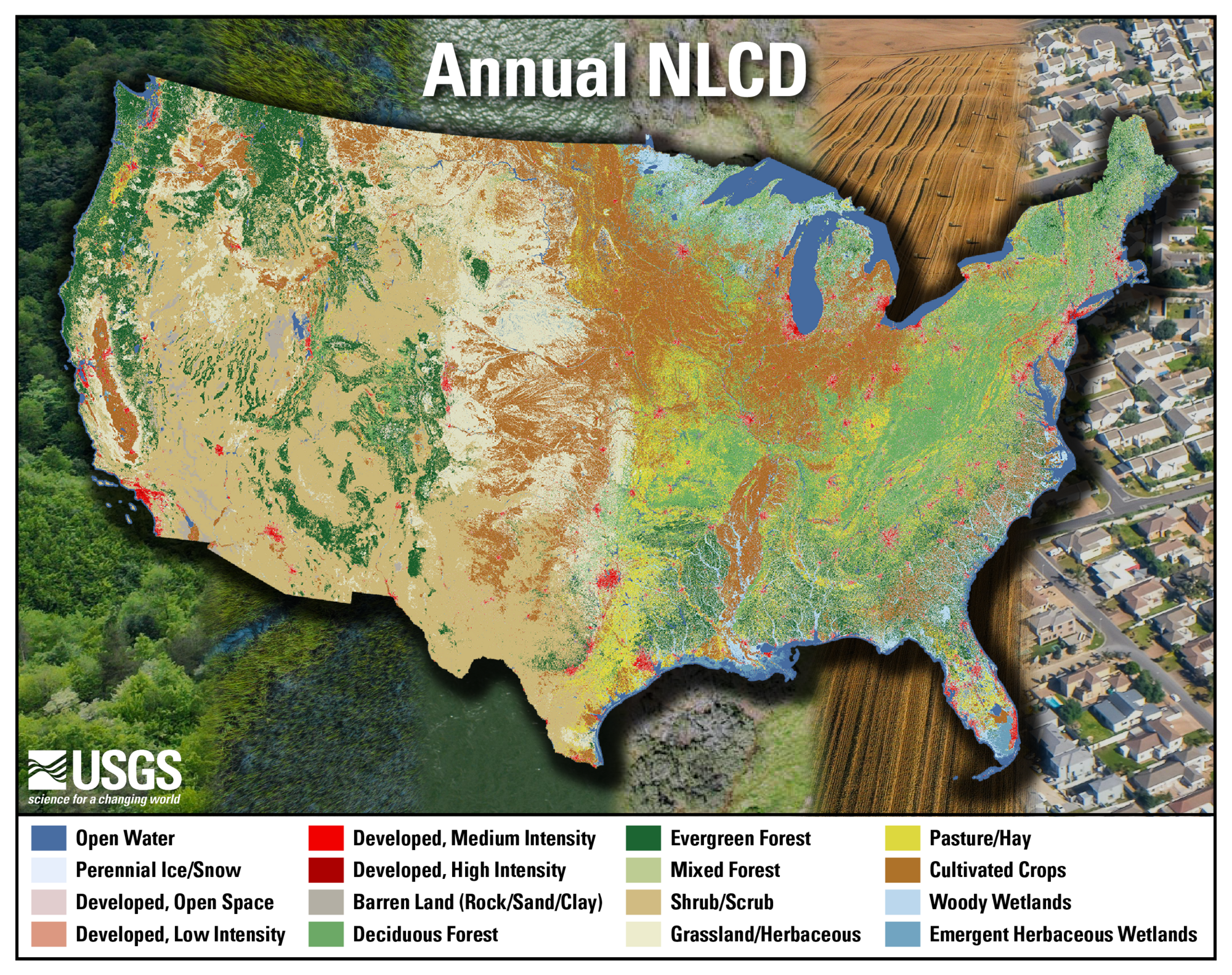 United States map with background photos