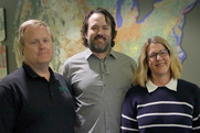 Photograph of Terry Sohl, Physical Scientist Jon Dewitz, and Research Geographer Jesslyn Brown.