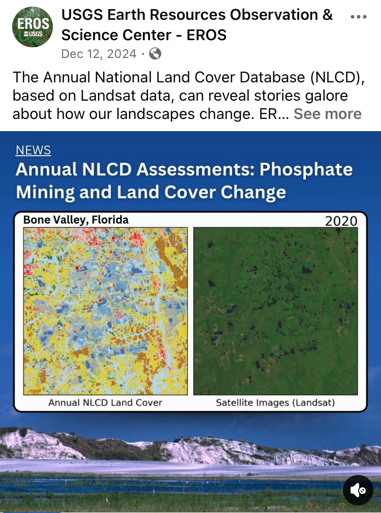 A screenshot of a Facebook post about Annual NLCD