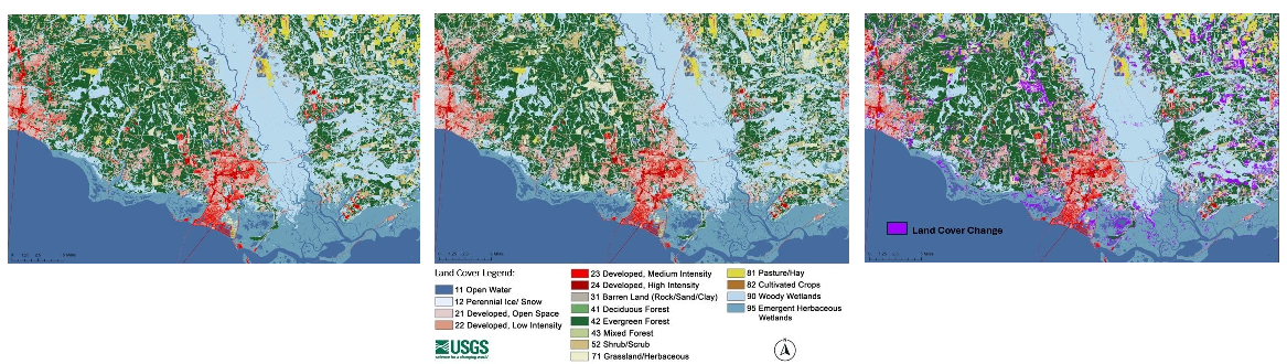 Panel of 3 images showing hurricane damage