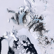 Landsat image of Antarctica shows ice sheets and glaciers along the coast. Sources/Usage: Public Domain.