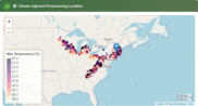 Screenshot of tool showing map of U.S.
