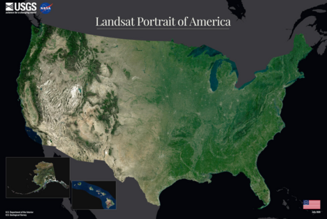 Landsat Portrait of America shows a full view of the United States using Landsat imagery.