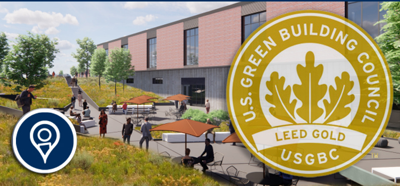 Building 48 and LEED Certification Logo