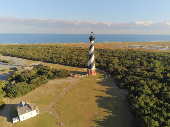 Aerial view of a portion of Cape Hatteras Light Station.